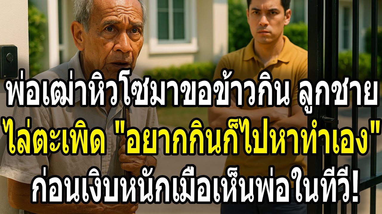 พ่อเฒ่าหิวโซมาขอข้าวกิน ลูกชายไล่ตะเพิด อยากกินก็ไปหาทำเอง ก่อนเงิบหนักเมื่อเห็นพ่อในทีวี