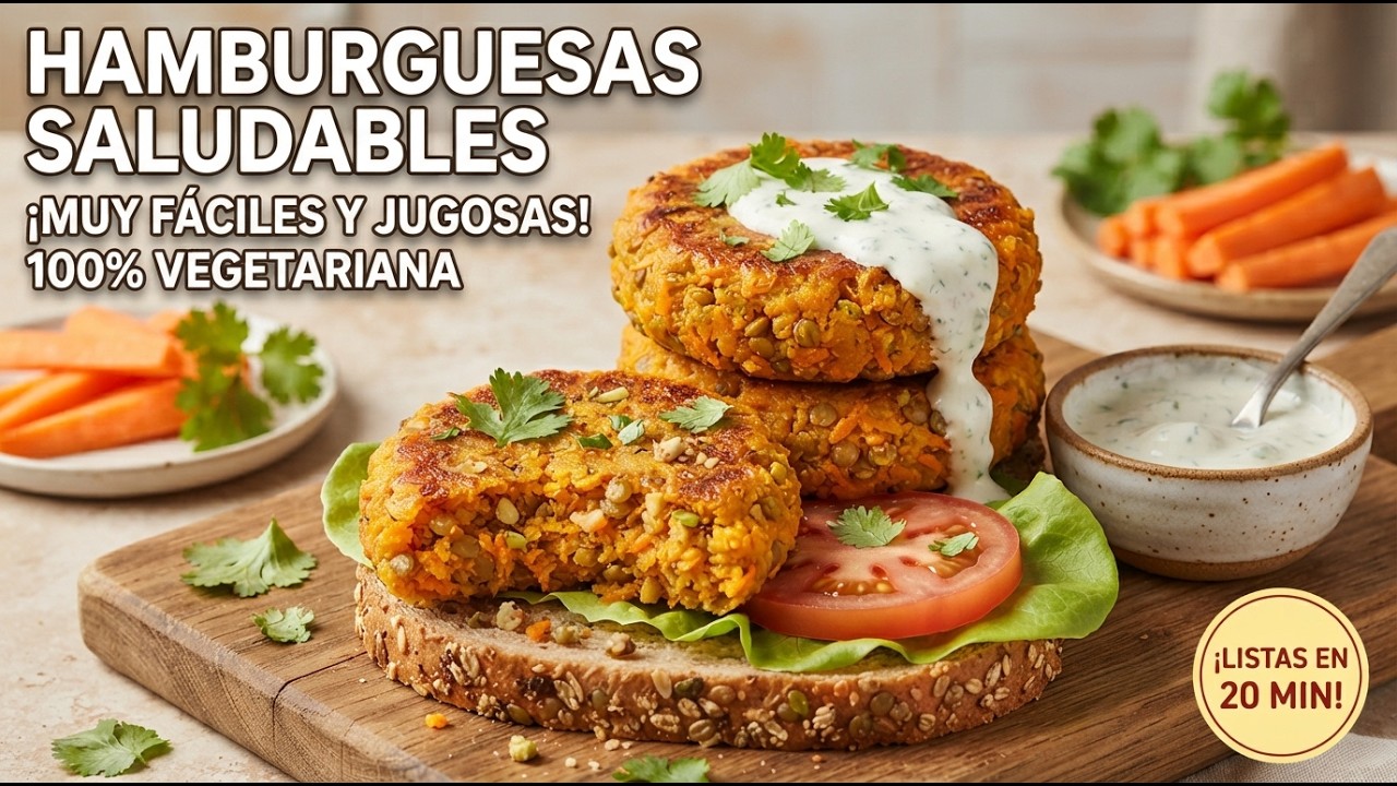 HAMBURGUESITAS SALUDABLES Y SORPRENDENTES CON LENTEJAS Y ZANAHORIA¡¡¡¡¡