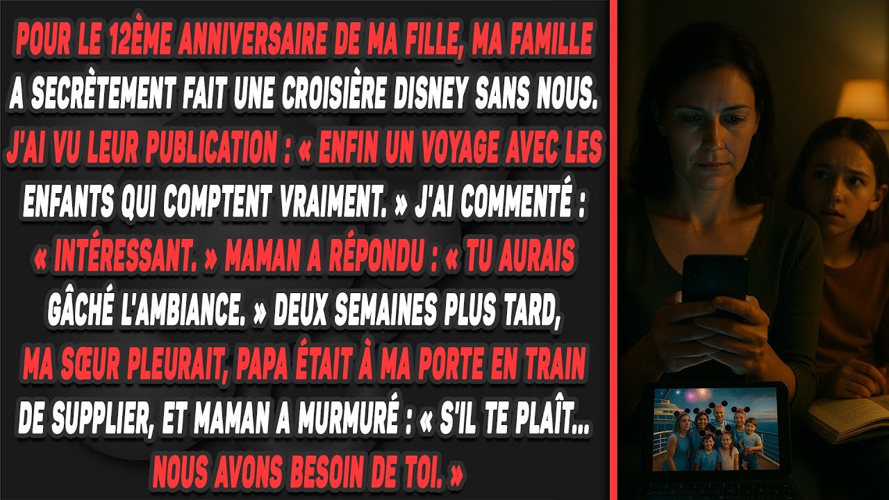 Pour le 12ème anniversaire de ma fille, ma famille a secrètement fait une croisière Disney sans nous