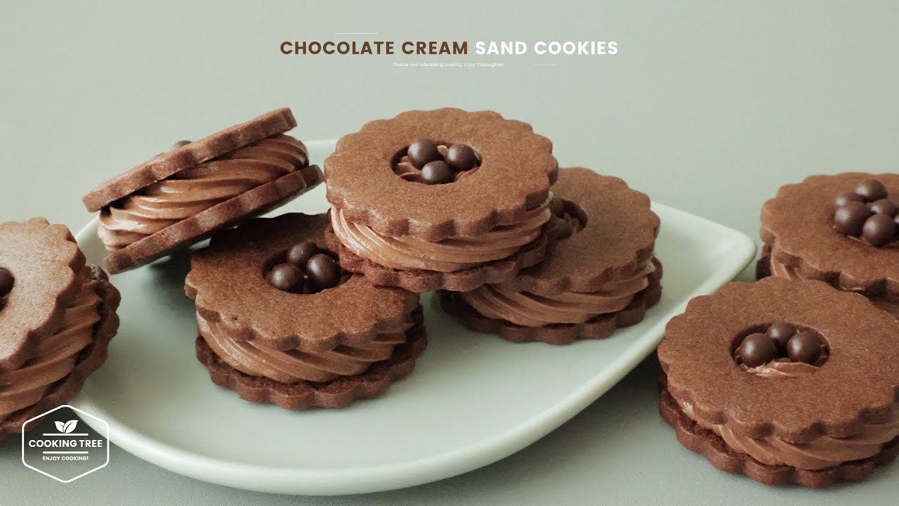 초콜릿 크림 샌드 쿠키 만들기 : Chocolate Cream Sand Cookies Recipe | Cooking tree