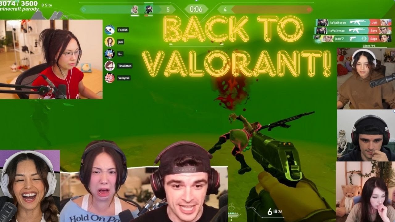 Quarterjade и Valkyrae снова в Valorant! С ума сойти вместе с Sova и Tinakitten Clutch Genes! Глупо!