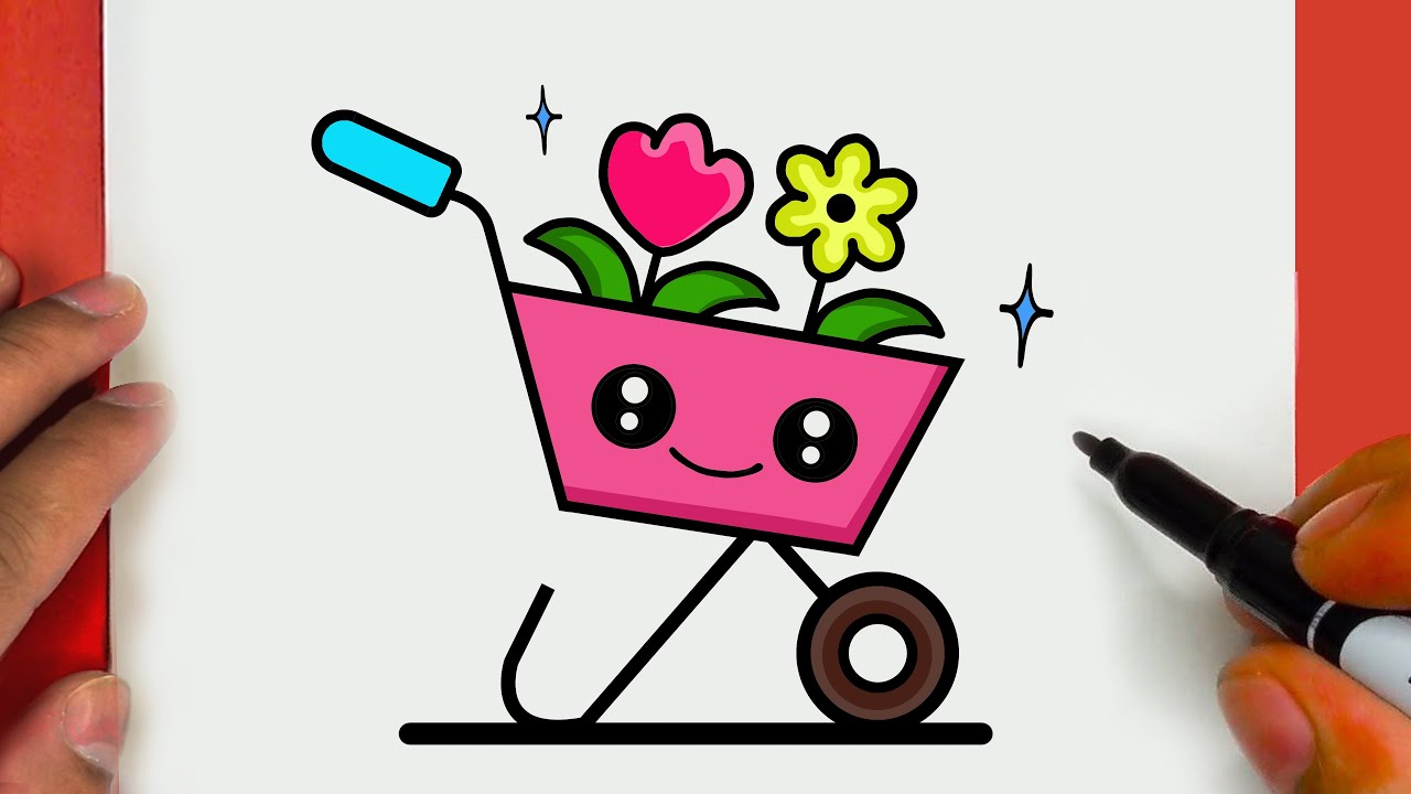 COMMENT DESSINER UNE BROUETTE MIGNONNE, ÉTAPE PAR ÉTAPE, JACK DESSINS