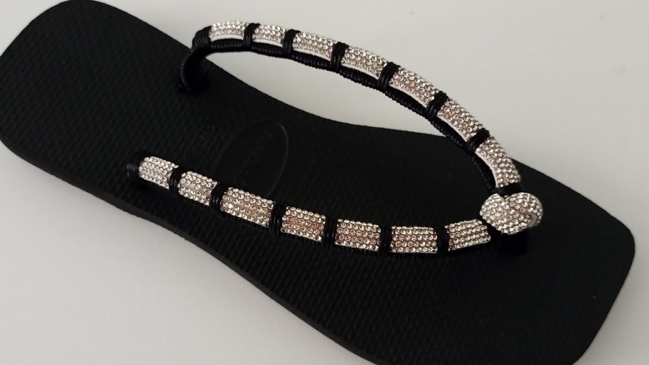 ✨CHINELO PERSONALIZADO COM STRASS MEIA CANA E FIO DE SEDA,FÁCIL E RÁPIDO