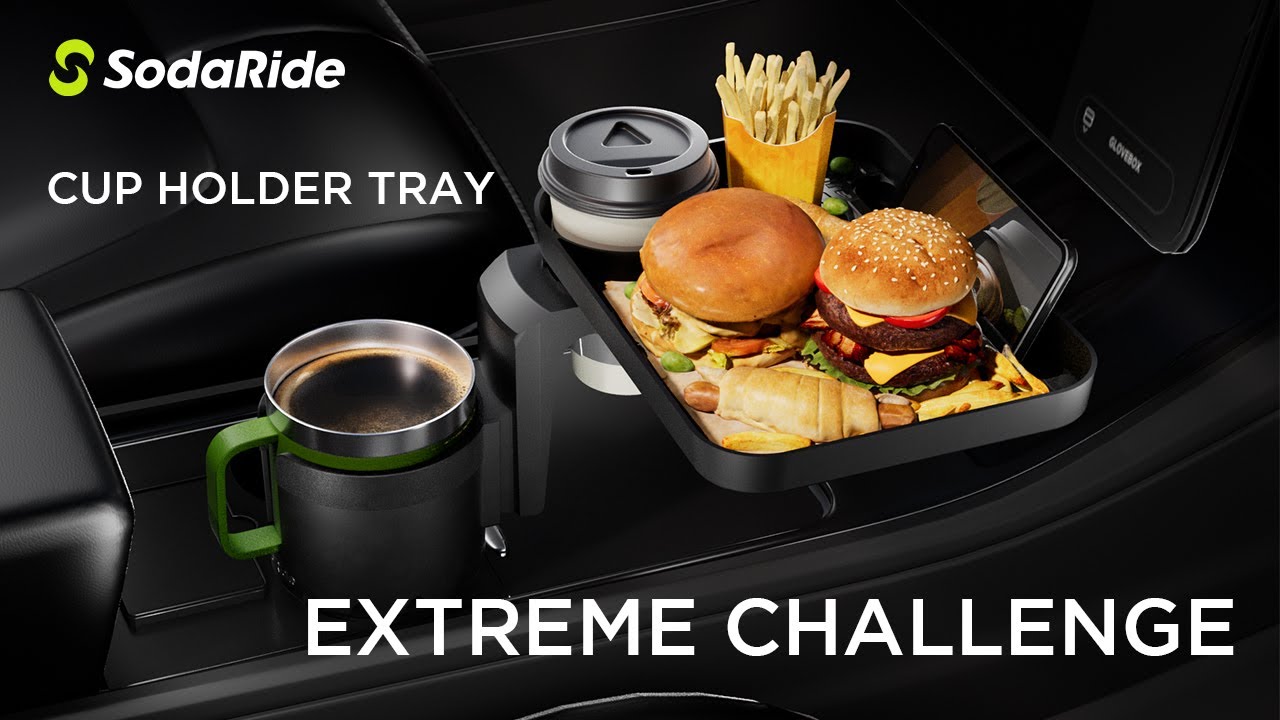 The Extreme Challenge | BEST Car Cup Holder with Food Tray from SodaRide | Must Have for car