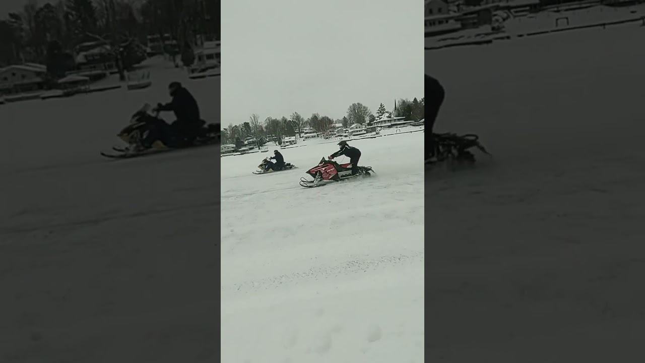 Snowmobile race on ice 