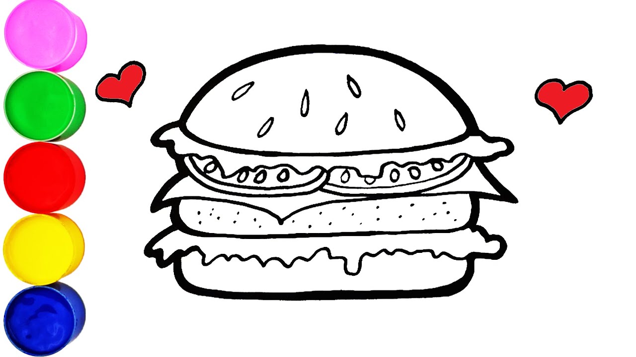 Рисование и раскрашивание бургеров для детей #fyp #drawing