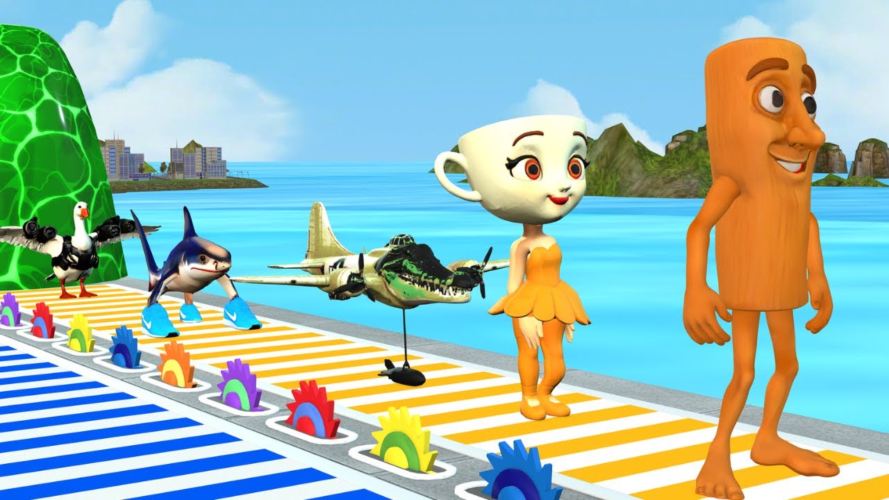 Long Slide Game With Cow Elephant Gorilla Hippopotamus Tiger 3d Animal Game Funny 3d Animals