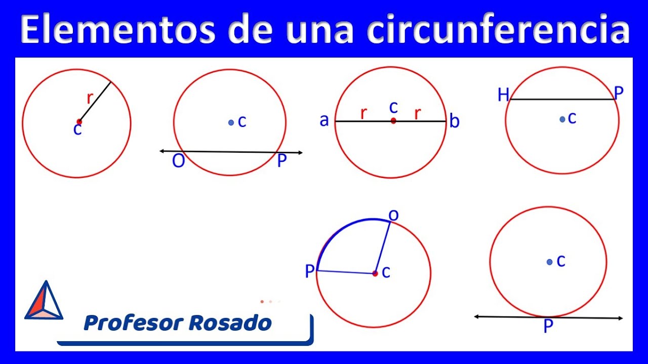 Líneas de la CIRCUNFERENCIA: diámetro, arco, radio, cuerda, tangente, secante, centro