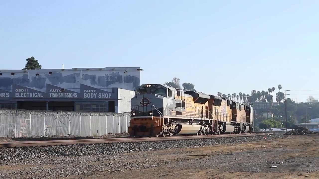 UP 1989 Heritage Unit Leads a Train (HD)