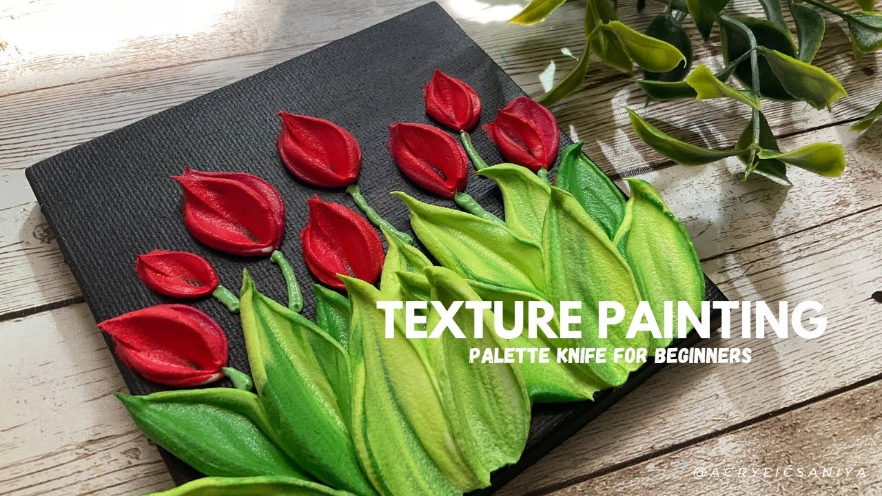 Modern Floral Texture Painting | Easy Impasto Art On Canvas For Beginners