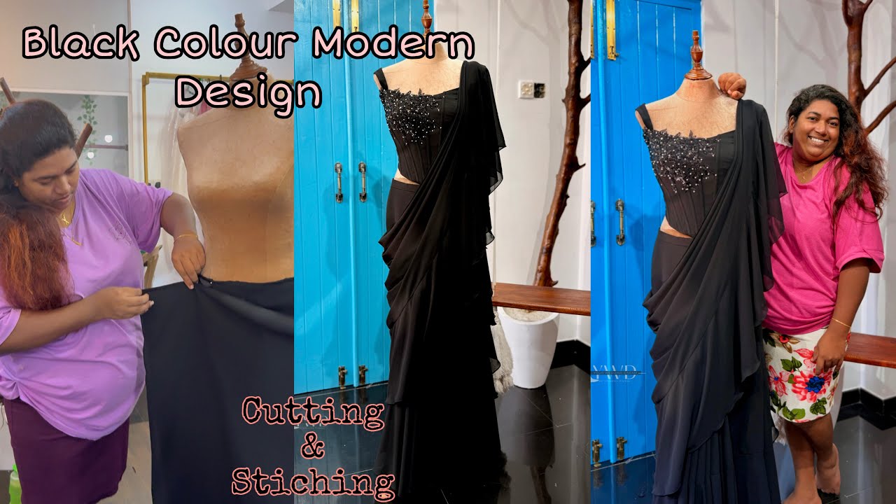 How to Cut & Sew Black Colour Modern Saree #Cut&Sew #fashion #dress #design #medeup #wedding #Saree