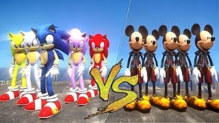 SONIC THE HEDGEHOG COLORS ARMY VS MICKEY MOUSE ARMY EPIC BATTLE SONIC THE HEDGEHOG