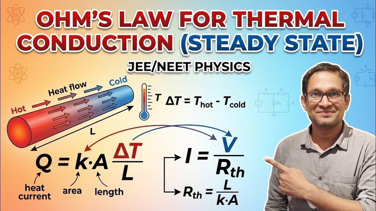 Ohm's law for thermal conduction of Steady state explanation for JEE/NEET/Olympiad
