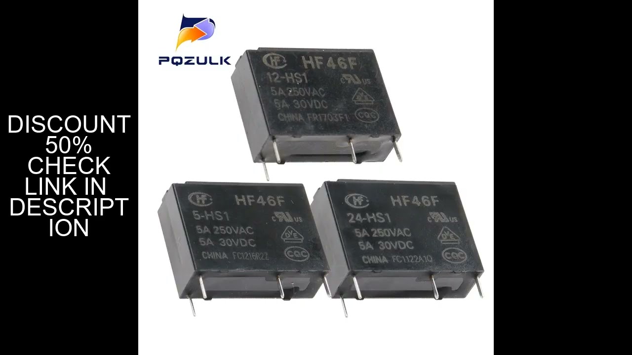 10PCS 5A 4Pin HF46F-5-HS1 HF46F-12-HS1 HF46F-24-HS1 Power Relay A Normally Open 5 12 24 VDC 5A 250VA