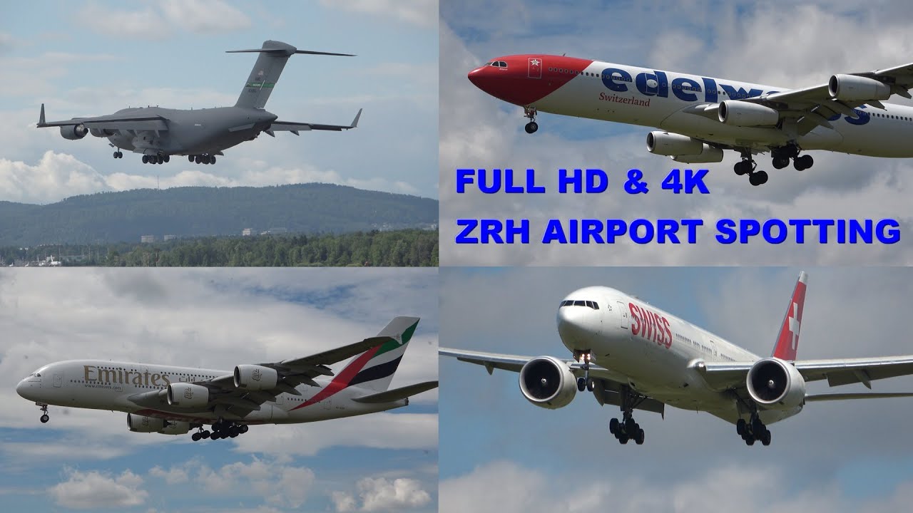 Sunday morning ARRIVALS at ZRH - C17 Globemaster, A340 Edelweiss, Singapore Airlines 777