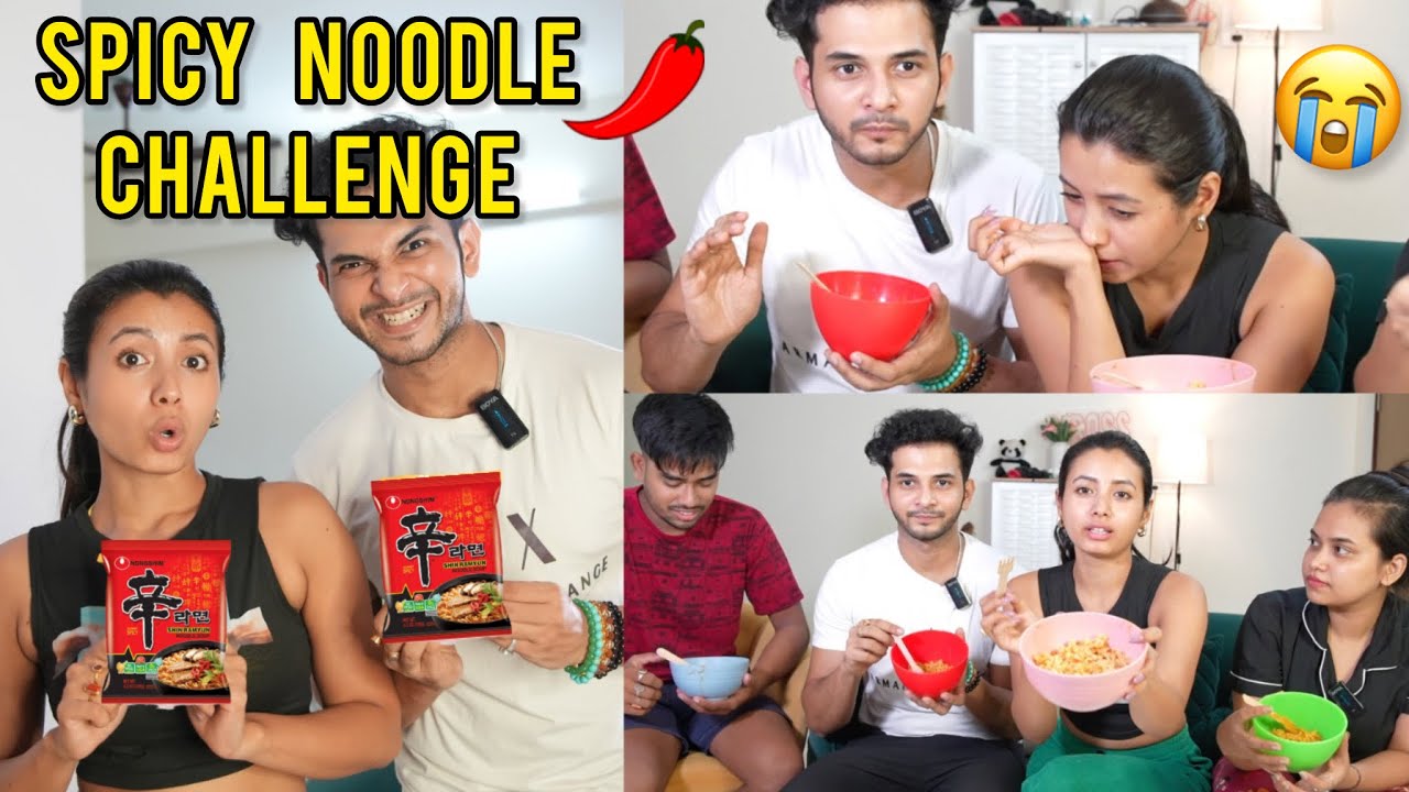 Spicy noodle challenge 🥵|| Who wins?