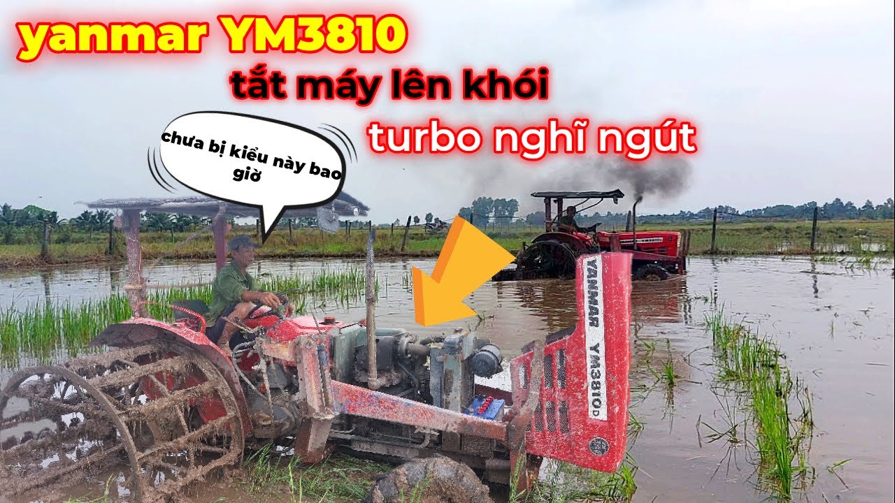 Yanmar YM 3810d 3 máy 2 cầu trục dầm tắt máy sôi kích nước xịt khói nghi ngút turbo