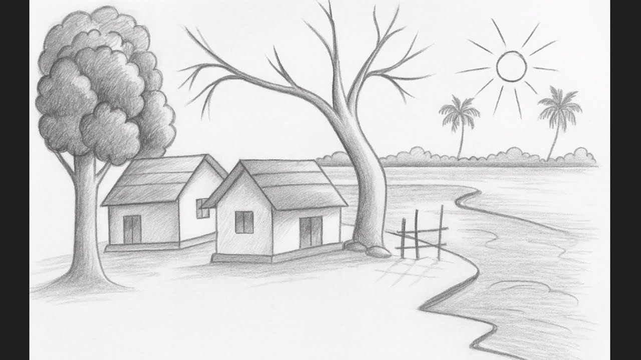 How to draw scenery of Light and shadow by Pencil sketch