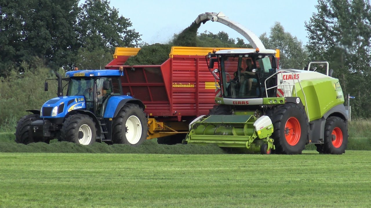 Gras hakselen door loonbedrijf de Weer met Claas Jaguar 940 & New Hollands (2017)