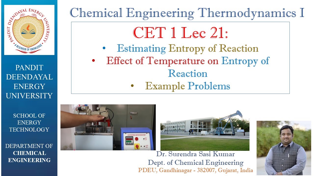 CET1 Lec 21:Standard Entropy Reaction/Effect of Temperature(Entropy of Reaction),Entropy PhaseChange