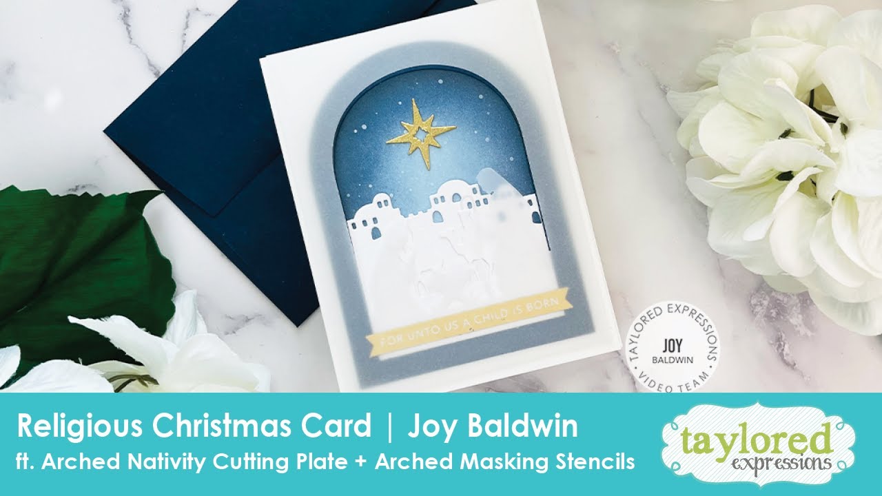 Religious Christmas Card | Arched Nativity Cutting Plate | Taylored Expressions