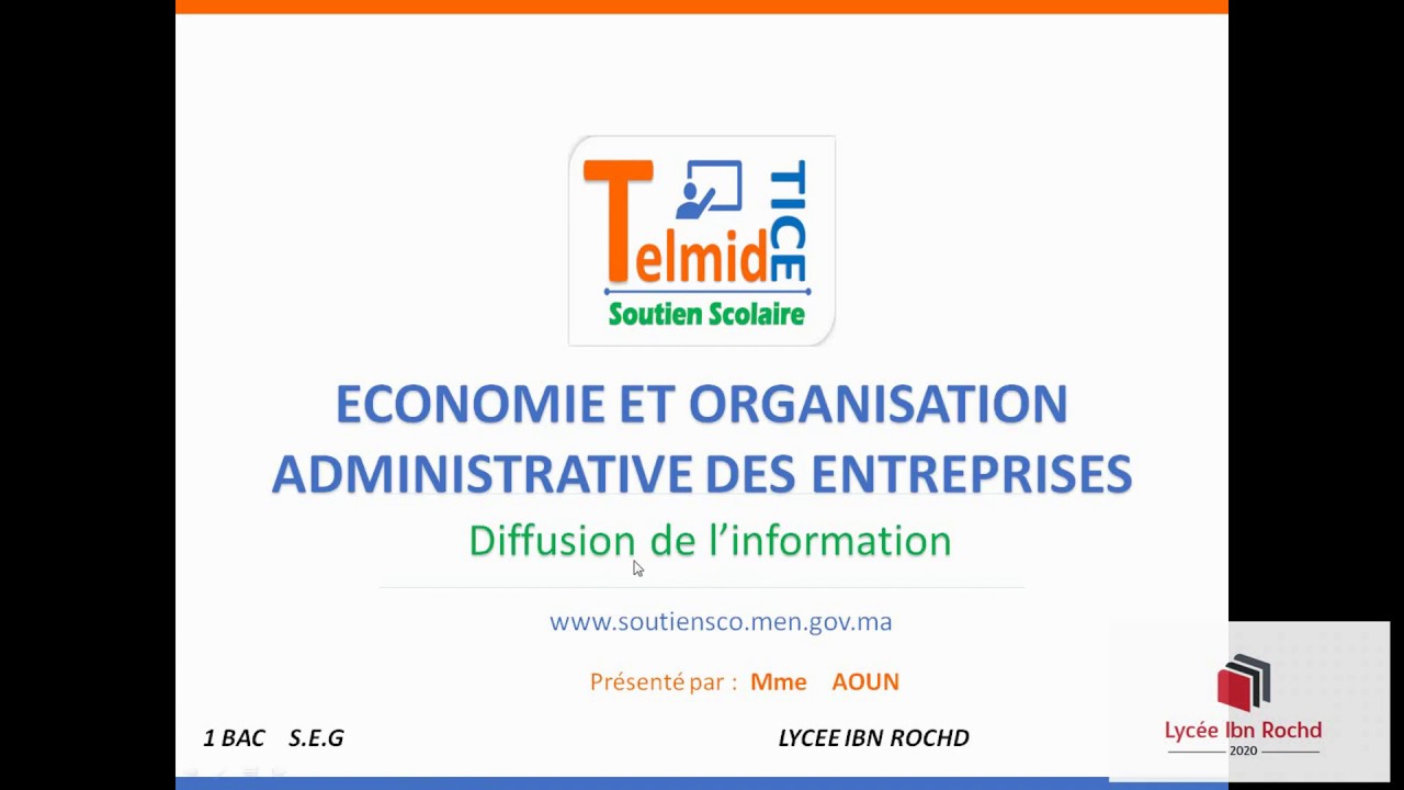 EOAE 1BAC : Diffusion de l'information
