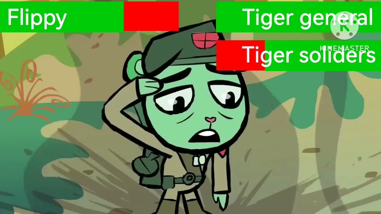 Happy Tree Frends&ndash;Ka&ndash;Powl Operation of tiger bomb (2009) with healthbars