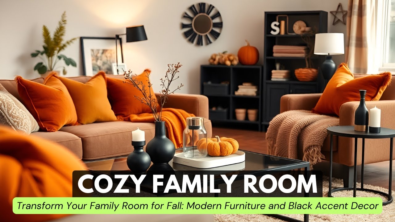 Transform Your Family Room for Fall: Modern Furniture and Black Accent Decor