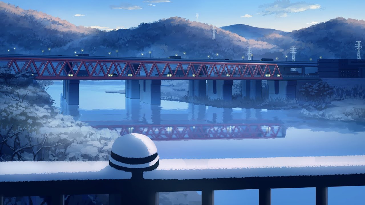 【背景イラストメイキング】冬の明け方