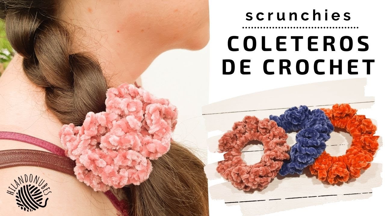 Como hacer coletero tejido a crochet terciopelo velvet scrunchies 🧡