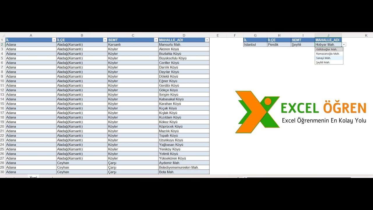 Excel'de Birbirine Bağlı Açılır Listeler Nasl Hazırlanır?