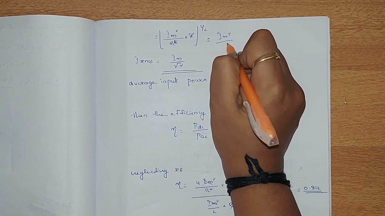 Rectification efficiency and ripple factor of a full wave rectifier