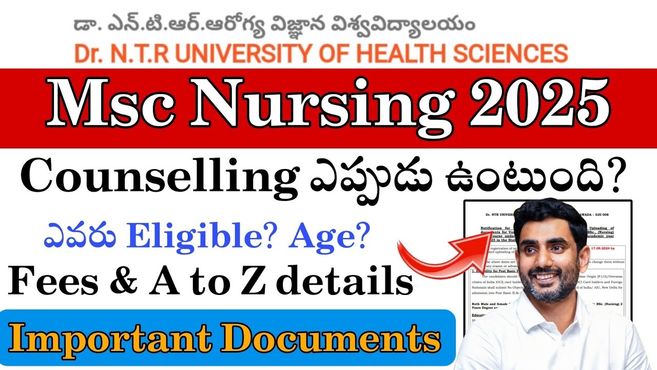 AP Msc Nursing 2025 || Admission notification | Required documents | Dr NTR University