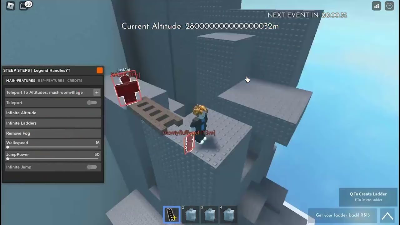 Steep Steps OP script PASTEBIN 2023 [Teleport, infinite Ladder, Get ladder, ESP ]+ MORE