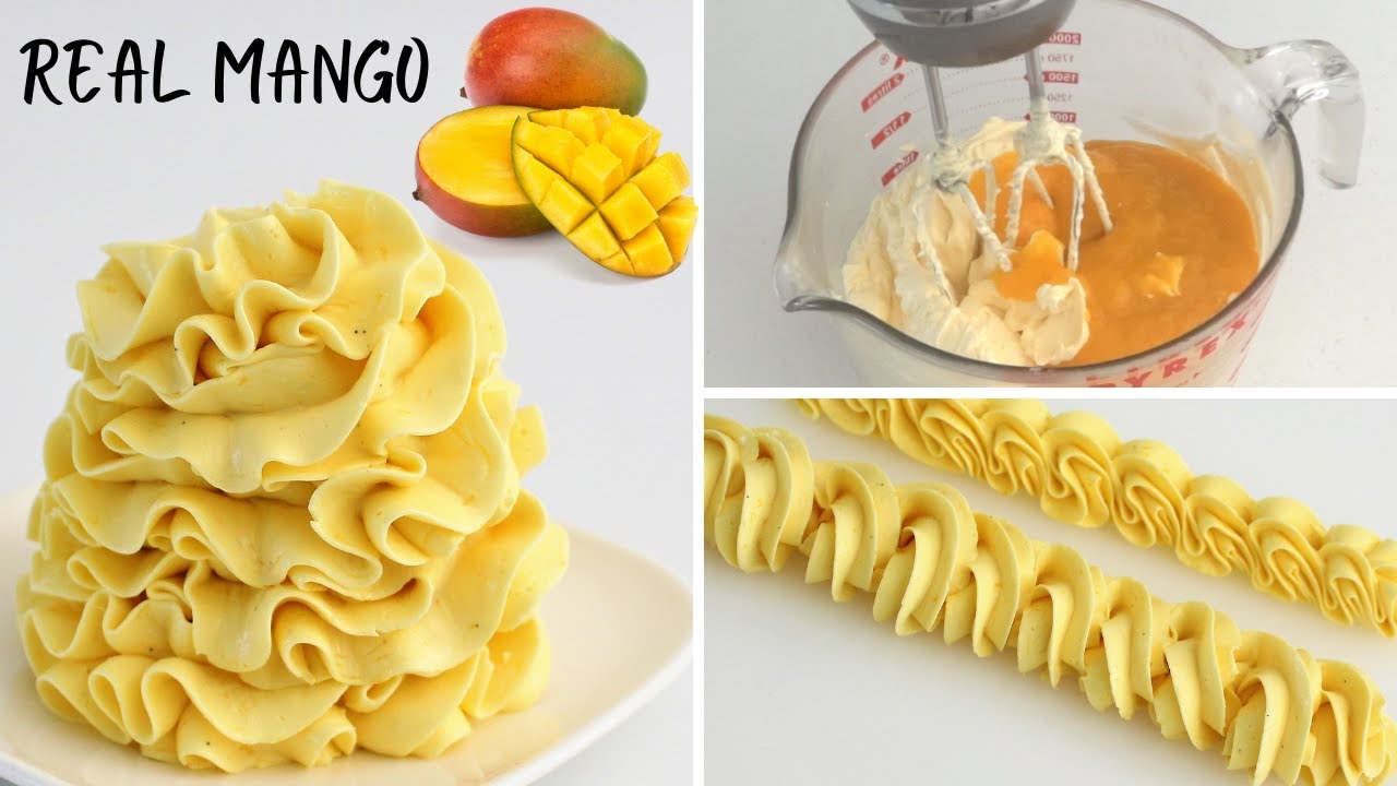 REAL Mango Condensed Milk Buttercream NO Powdered Sugar - Silky Smooth No-Grit Pipes Like A DREAM!