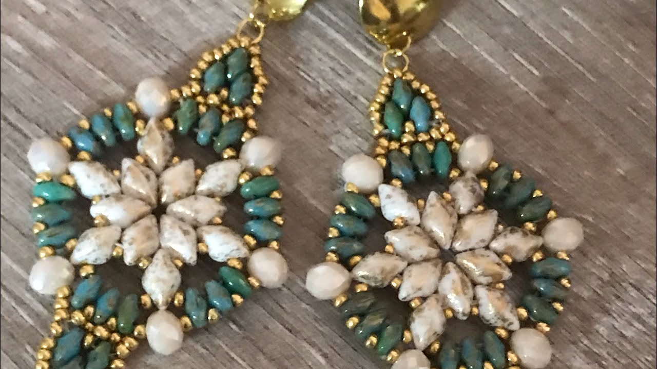 Tutorial orecchini Edelweiss con gemduo e superduo