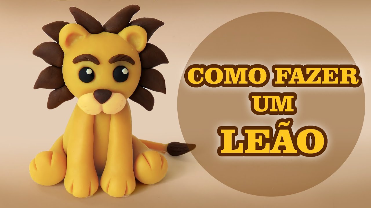 🔴FAÇA LEÃOZINHO MINIATURA - SAFARI - Tutorial Fácil Biscuit clay, plastilina , Pasta Americana - DIY