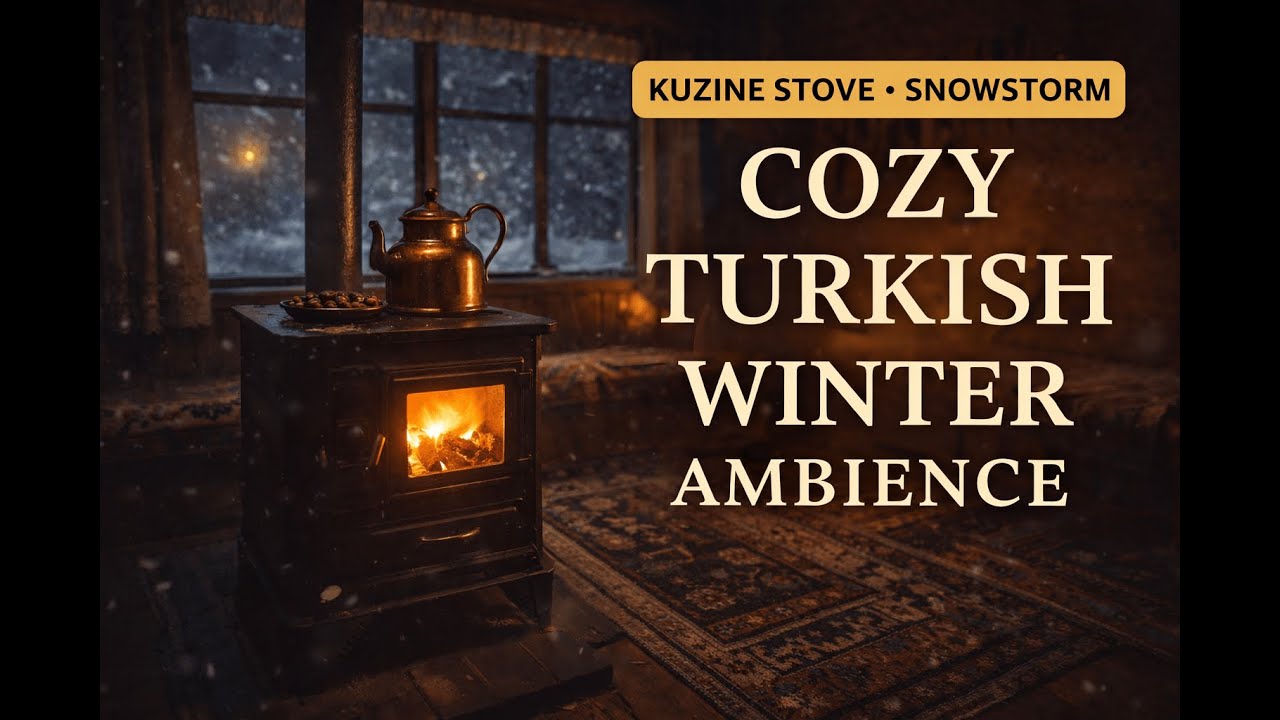 Anatolian Winter Room 🔥 | Cozy Ottoman Ambience with Kuzine Stove for Sleep & TV