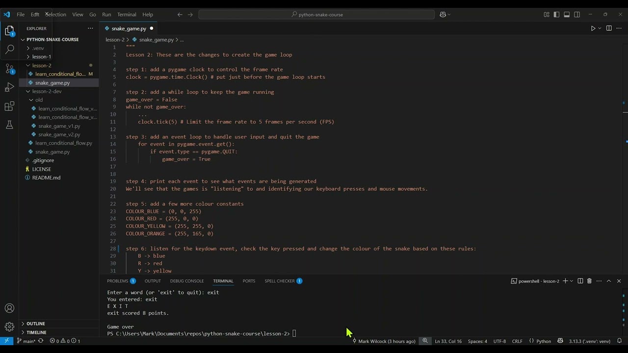 Python Lesson 2 - conditional flow (while, if and for)