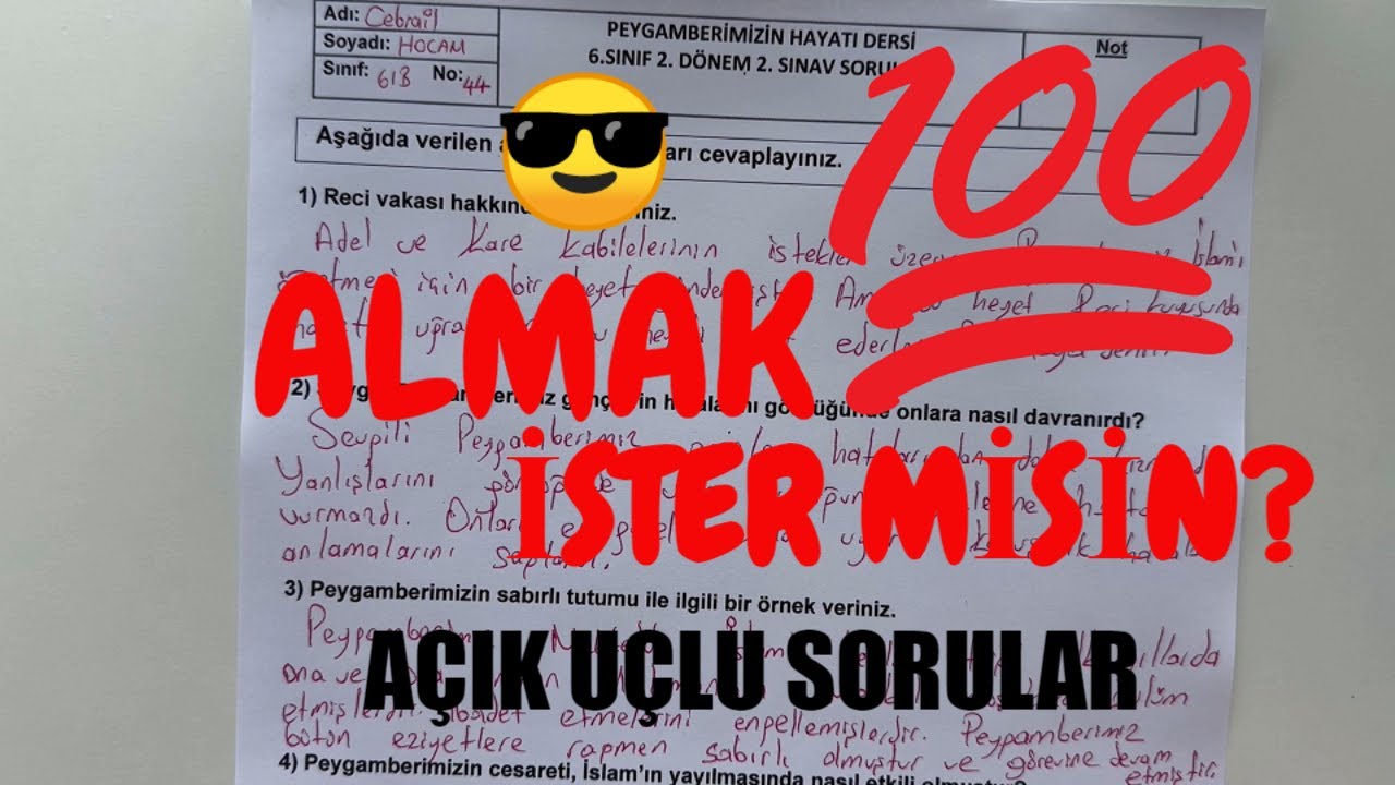 6. Sınıf Peygamberimizin Hayatı 2. Dönem 2. Yazılı