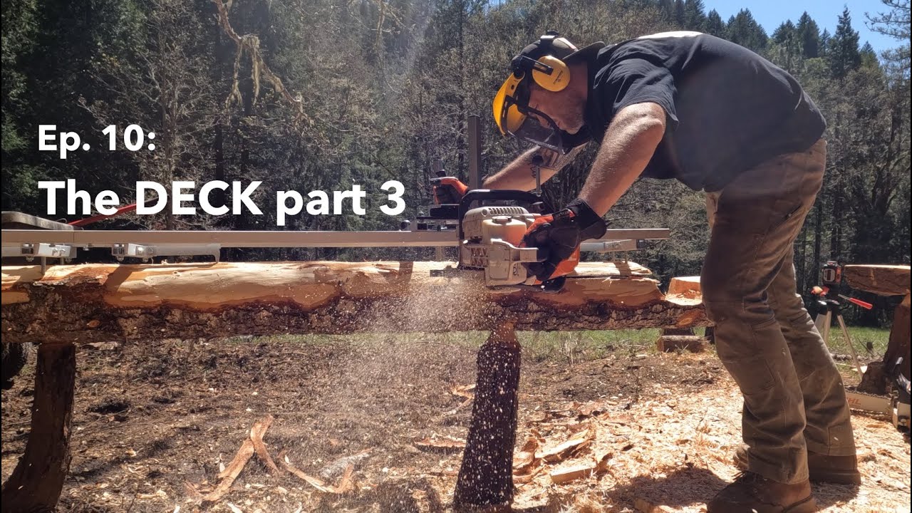 Ep.10: The DECK part 3  Building a deck using only the stumps of other trees for the foundation
