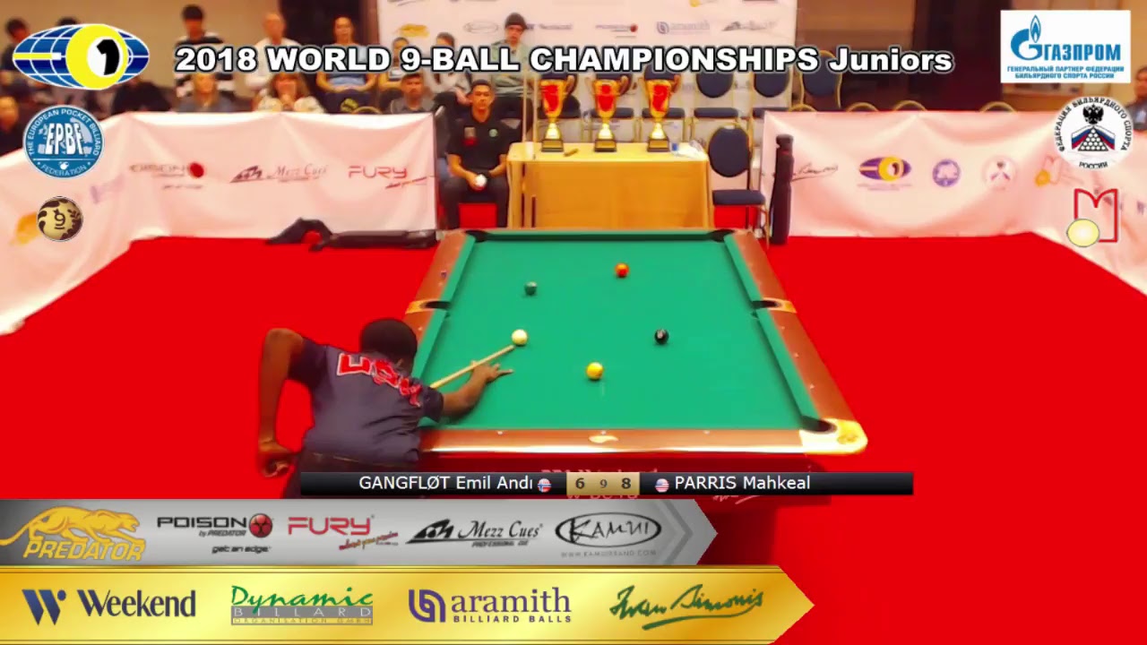 GANGFL&Oslash;T Emil Andre vs PARRIS Mahkeal Final 2018 WORLD 9-BALL CHAMPIONSHIPS Juniors U17