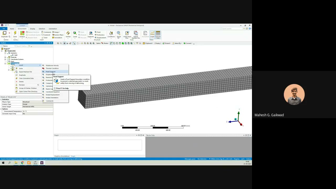Natural Frequency of Cantilever beam - analysis Ansys -crack at different locations -Modal Analysis