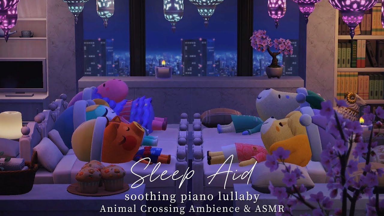 【あつ森BGM】夢のような部屋でお泊り会🌙 / パジャマパーティー🥂 落ち着くピアノ音楽、子守歌, chill music & アンビエント [ 暖炉の焚火の音 / 環境音 ]🎧