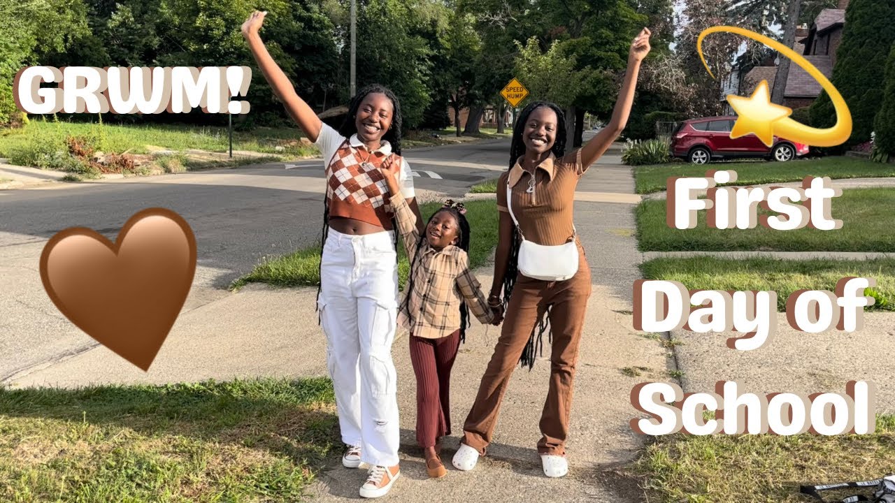 GRWM First Day of School: Junior, Freshman, and 1st grade!! (+ Vlog)