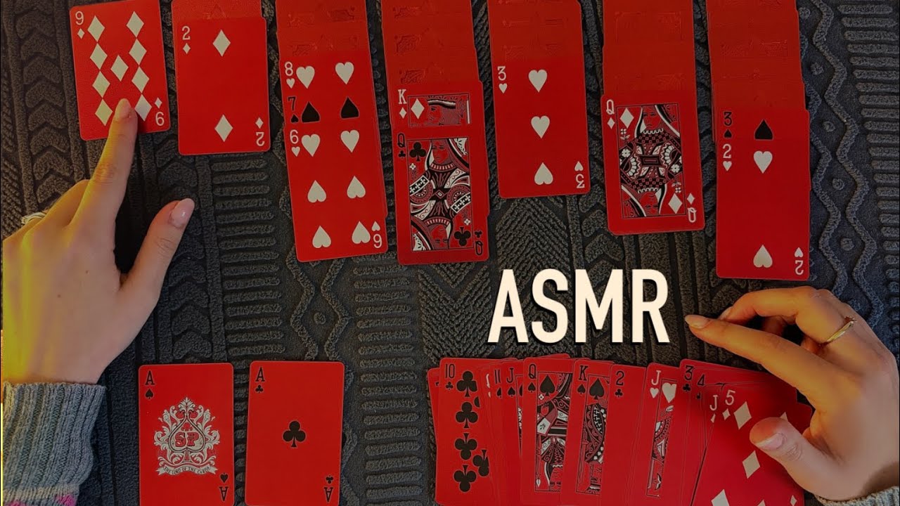😴 ASMR Card Game Solitaire ♠️ | Relaxing Clicky Whispers & Soft Shuffling Sounds