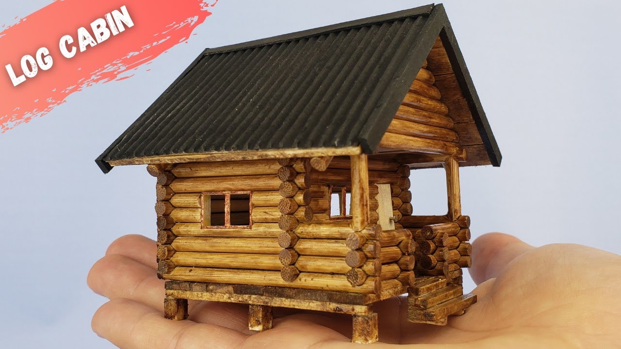 Building Mini Wooden House - DIY Mini Log Cabin