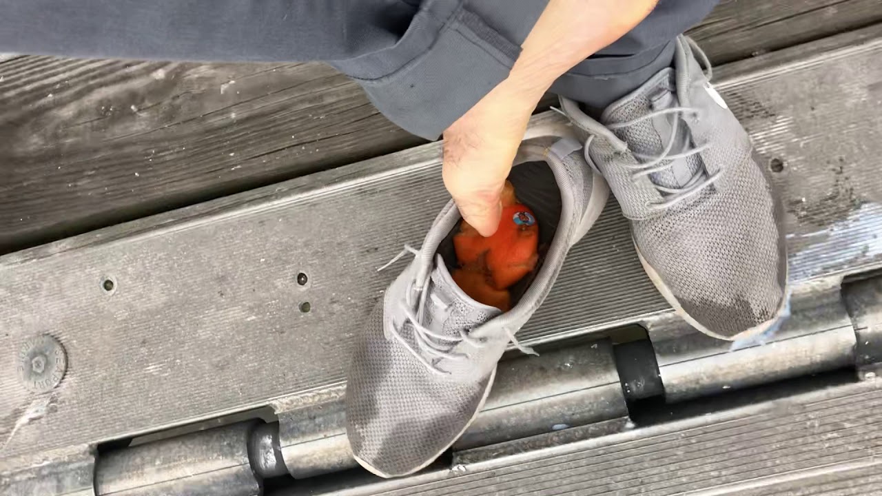 Fruit Crushing - Mandarin Oranges - Inside And Outside Nike Roshe Running Shoes- Sockless