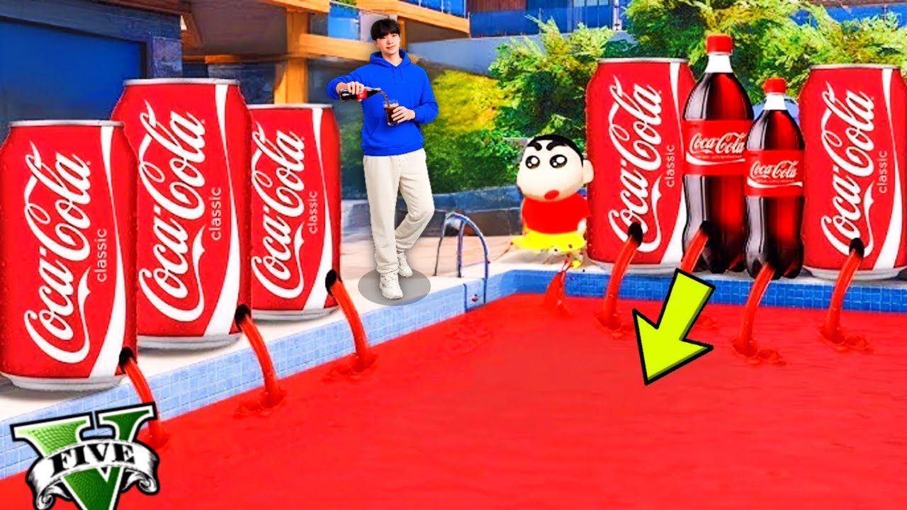 အိမ်က ရေကူးကန်ကြီးကို Coca Cola အချိုရည်အဖြစ် ပြောင်းလိုက်ပြီ | Making a COCA COLA Pool in GTA V