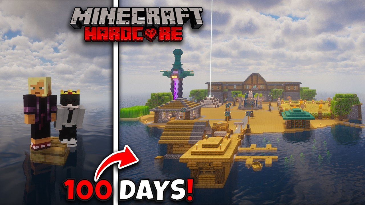 We Survived 100 Days on a SINGLE Slab in Hardcore Minecraft... (Worst idea Ever)